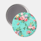 Vintages elegantes rosa rosa Rosenmuster Magnet (Vorderseite/Rückseite)