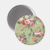 Vintages elegantes rosa rosa Rosenmuster Magnet (Vorderseite/Rückseite)