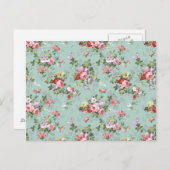 Vintages elegantes rosa Rote Rosen Muster Postkarte (Vorne/Hinten)