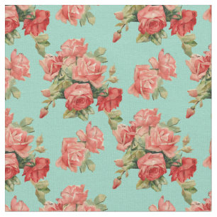 Vintages elegantes rosa Rote Rosen-Muster Stoff