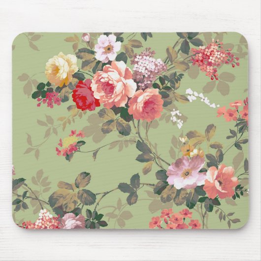 Vintages elegantes rosarotes gelbes Rosen-Muster Mousepad (Vorne)