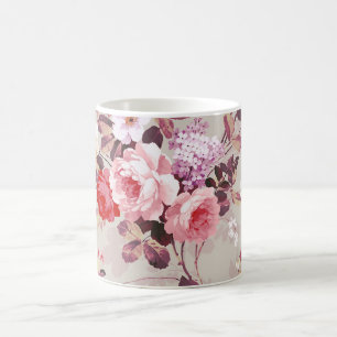 Vintages elegantes rosarotes lila Rosen-Muster Kaffeetasse