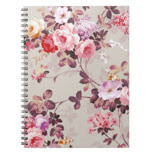 Vintages elegantes rosarotes lila Rosen-Muster Notizblock
