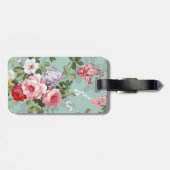 Vintages elegantes rosarotes Rosen-Muster Gepäckanhänger (Rückseite horizontal)