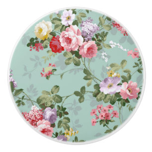 Vintages elegantes rosarotes Rosen-Muster Keramikknauf
