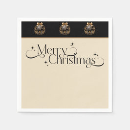 Vintages elegantes Schwarzes und Gold Weihnachten Serviette