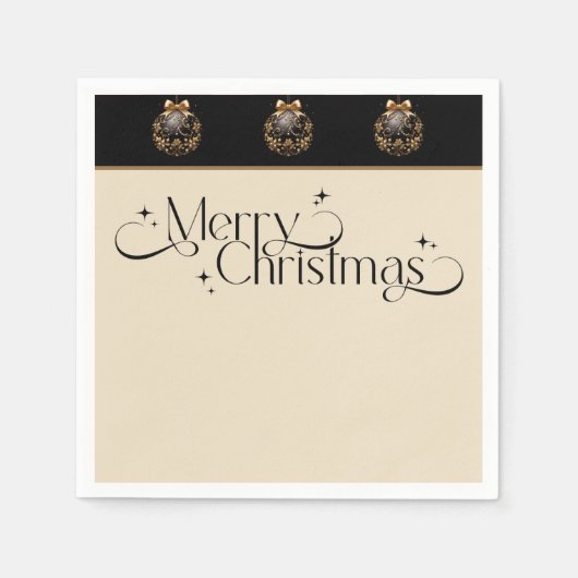 Vintages elegantes Schwarzes und Gold Weihnachten Serviette (Vorderseite)