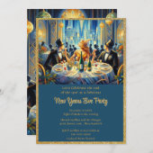 Vintages Elegantes Silvester Party Einladung (Vorne/Hinten)