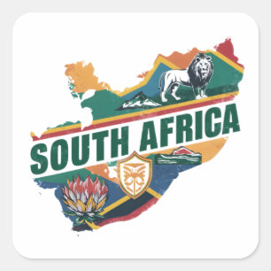 Vintages Elegantes Südafrika Reisen Souvenir Quadratischer Aufkleber