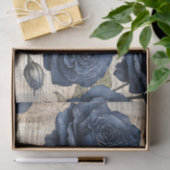 Vintages, elegantes Tissue-Papier mit blauer Rose Seidenpapier (Geschenk)