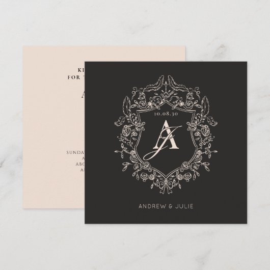 Vintages, elegantes Wappen Einladung (Vorne/Hinten)