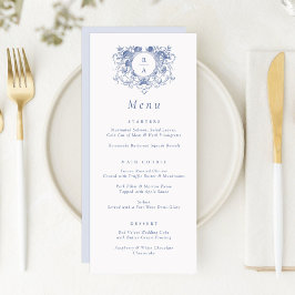 Vintages elegantes Wappen mit Blumenblättern Hochz Menükarte