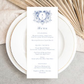Vintages elegantes Wappen mit Blumenblättern Hochz Menükarte