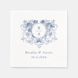 Vintages elegantes Wappen mit Blumenblättern Hochz Serviette