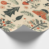 Vintages elegantes Weihnachtsmuster-Papier Geschenkpapier (Ecke)