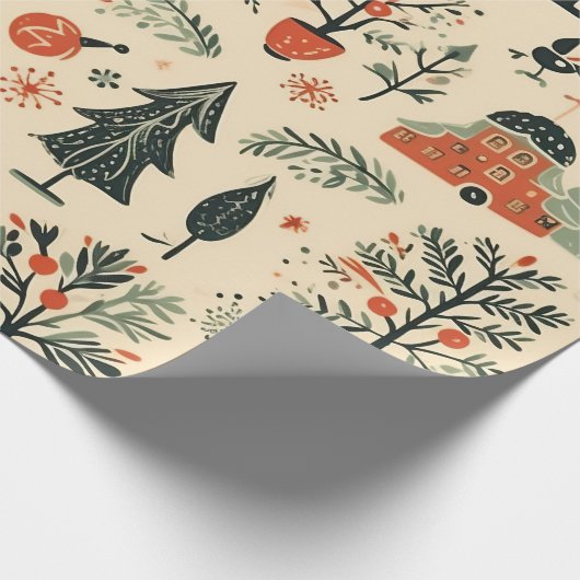 Vintages elegantes Weihnachtsmuster-Papier Geschenkpapier (Ecke)