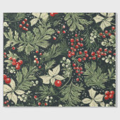 Vintages elegantes Weihnachtsmuster-Papier Geschenkpapier (Flach)
