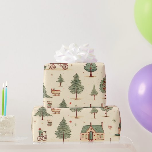 Vintages elegantes Weihnachtsmuster-Papier Geschenkpapier (Partygeschenke)