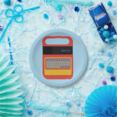 Vintages elektronisches Sprechen und Schreibzeug Pappteller (Party)