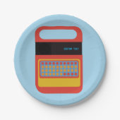 Vintages elektronisches Sprechen und Schreibzeug Pappteller (Vorderseite)