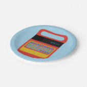 Vintages elektronisches Sprechen und Schreibzeug Pappteller (Schrägansicht)