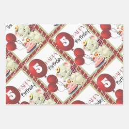 Vintages Elephant Birthday Wrapping Paper Geschenkpapier Set