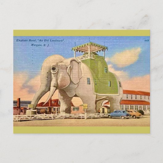 Vintages Elephant Hotel Postkarte (Vorderseite)
