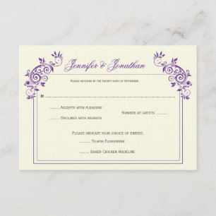 Vintages Elfenbein mit Lila Wirbel UAWG RSVP Karte