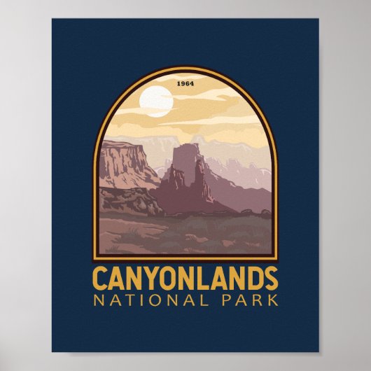 Vintages Emblem im Canyonlands-Nationalpark Poster (Vorne)
