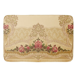 Vintages Embosstil Gold und Rot Floral Badematte