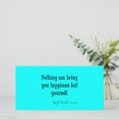 Vintages Emerson Happiness Zitat Neon Blue Aquamar (Stehend Vorderseite)