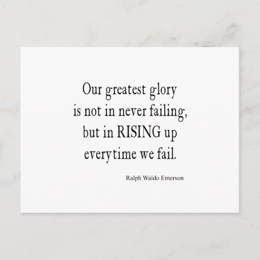 Vintages Emerson Overcoming Failure Zitat Postkarte (Vorderseite)