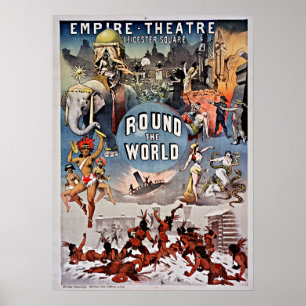 Vintages Empire-Theater rund um die Welt Poster