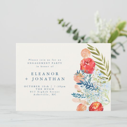 Vintages Engagement im Blumengarten Einladung (Stehend Vorderseite)