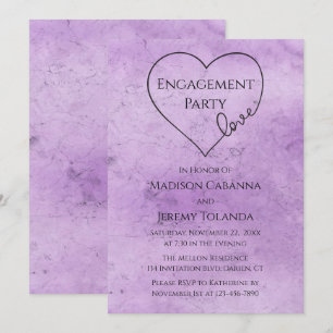 Vintages Engagement Partei Lila Wasserfarbenherz Einladung