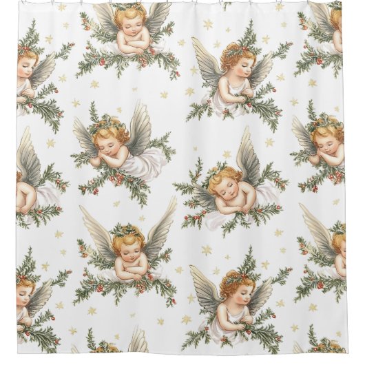 Vintages Engelmuster Duschvorhang (Vorderseite)