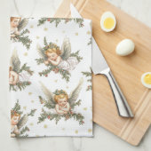 Vintages Engelmuster Geschirrtuch (Viertel Falte)