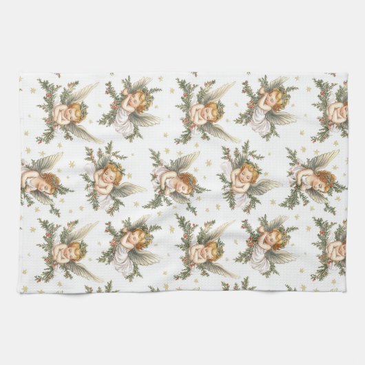 Vintages Engelmuster Geschirrtuch (Horizontal)