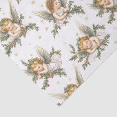 Vintages Engelmuster weiß Seidenpapier (Ausschnitt)