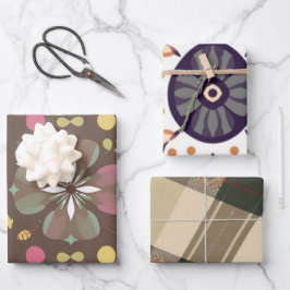 Vintages Englisch Kariert Wrapping Paper Geschenkpapier Set