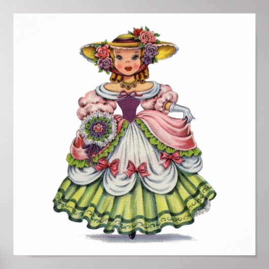 Vintages englisches Mädchen in Elizabethan Poster (Vorne)