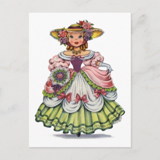 Vintages englisches Mädchen in Elizabethan Postkarte (Vorderseite)