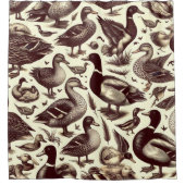 Vintages Enten- und Gänsemuster Duschvorhang (Vorderseite)