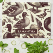 Vintages Enten- und Gänsemuster Geschirrtuch (Gefaltet)