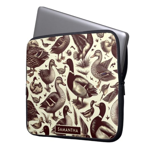 Vintages Enten- und Gänsemuster Laptopschutzhülle (Vorderseite Links)
