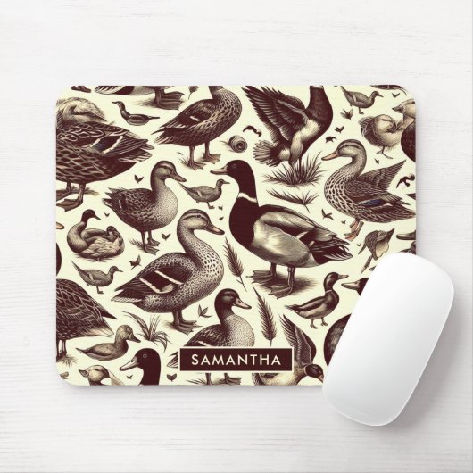 Vintages Enten- und Gänsemuster Mousepad (Mit Mouse)