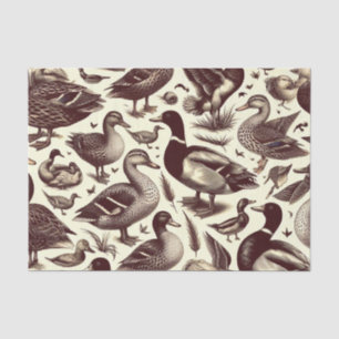 Vintages Enten- und Gänsemuster Seidenpapier