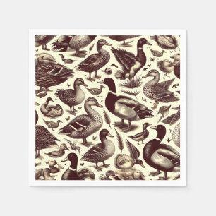 Vintages Enten- und Gänsemuster Serviette