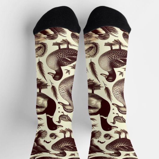Vintages Enten- und Gänsemuster Socken (Oben)