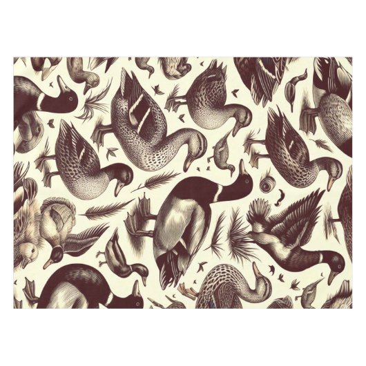 Vintages Enten- und Gänsemuster Tischdecke (Vorderseite (Horizontal))